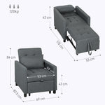Convertible Single Chair Bed With Upholstered Fabric | Grey