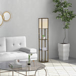 Floor Lamp Reading Lamp With 3-tier Storage Shelf Acrylic | One Size | Brown