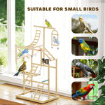 PawHut Wooden Bird Playground With Ladders, Chain Toy, Steel Cups And Tray