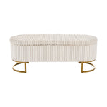Corduroy Upholstered Storage Bench | White