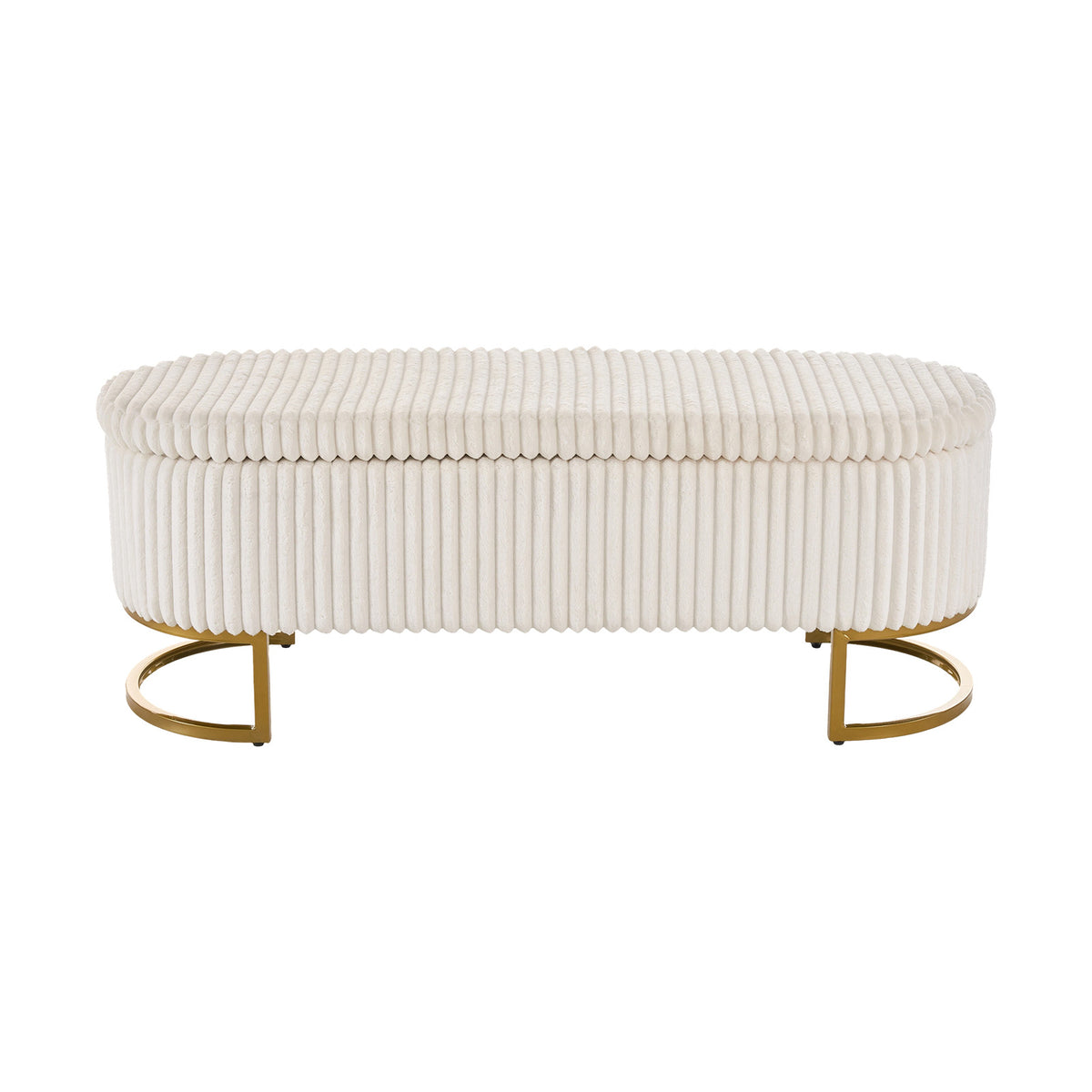 Corduroy Upholstered Storage Bench | White