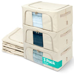 Livivo Foldable Storage Bags 3 Pack Large - Clear Window Steel Frame