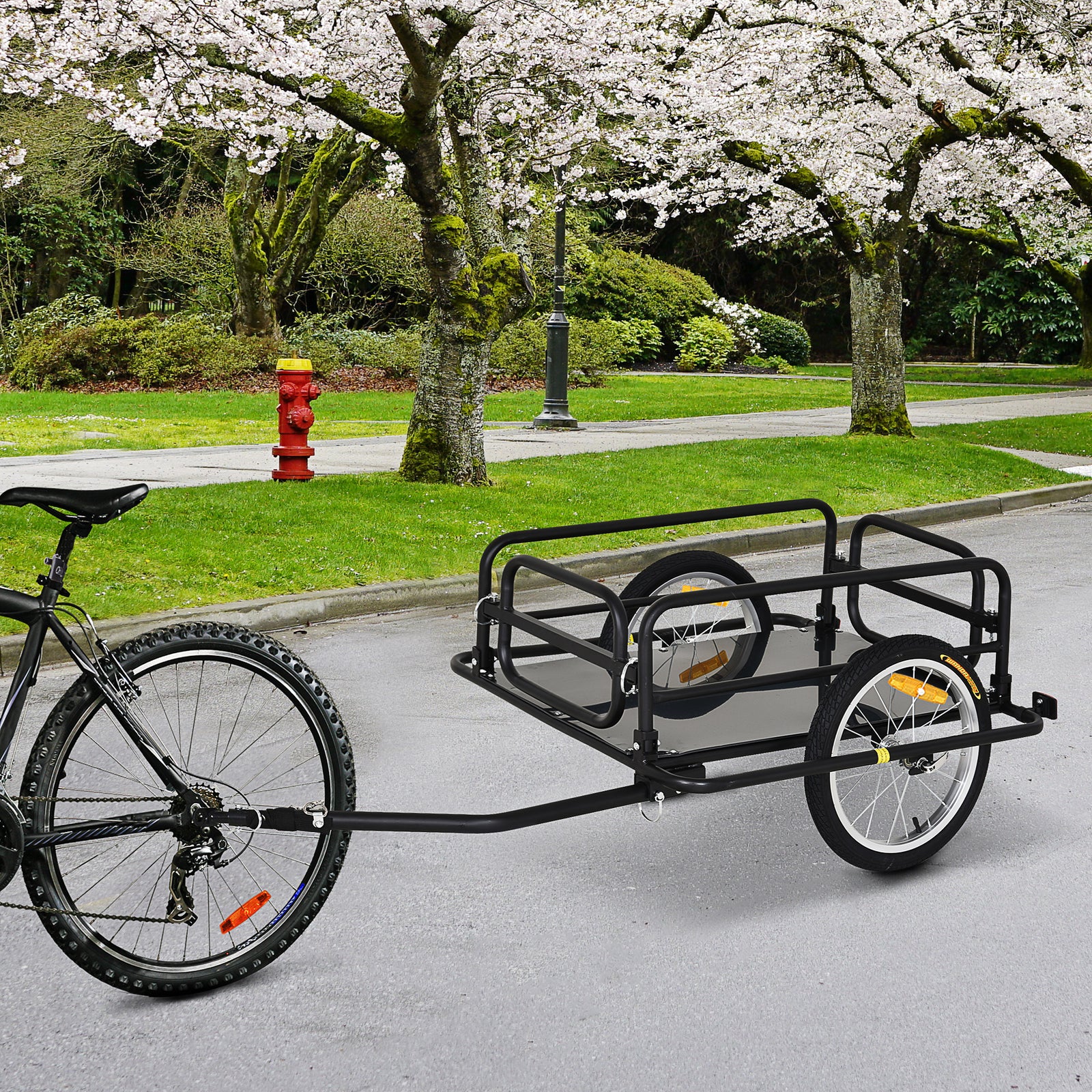 Bike Trailer Cargo Storage Carrier With Hitch Steel Frame