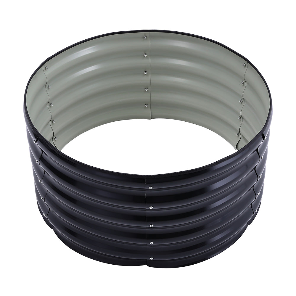 80cm Dia X 40cm/80cm H Outdoor Round Metal Raised Garden Bed Outdoor Planter Box | Small | Anthracite