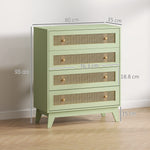 HOMCOM Rattan Chest Of Drawers, 4 Drawer Unit Storage Organiser For Bedroom