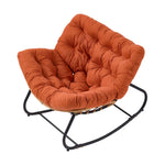 Elegant Rattan Rocking Chair With Cushioned Seat – Stylish And Comfortable Relaxation | Orange