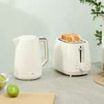 1.7l Fast Boil Electric Kettle And 2 Slice Water Toaster Set | Cream