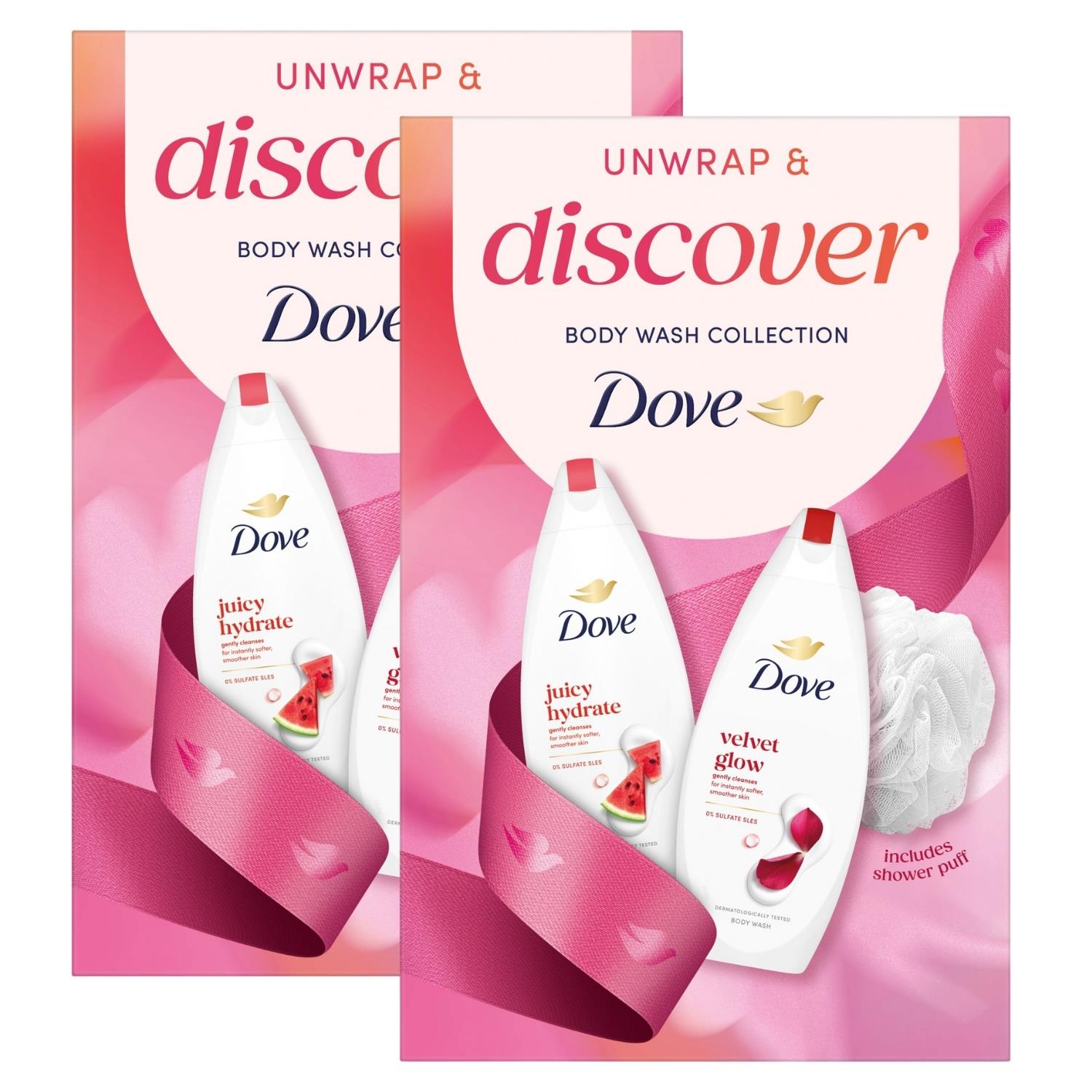 Unwrap And Discover Body Wash Collection For Her With Puff, 2pc | Set of 2