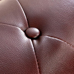 Button Tufted Faux Leather Living Room Sofa - 2 Seater | Brown