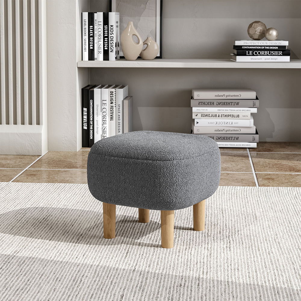 Footstool Pouffe Stool With Wooden Legs