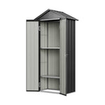 Metal Garden Storage Cabinet 2.7×1.9 Ft Apex Roof Shed With Adjustable 2 Shelves &  Lockable Double Doors | Charcoal Black