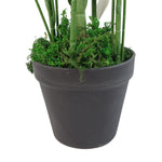 Artificial 65cm Large Leaf Bamboo Shrub Plant With Silver Planter