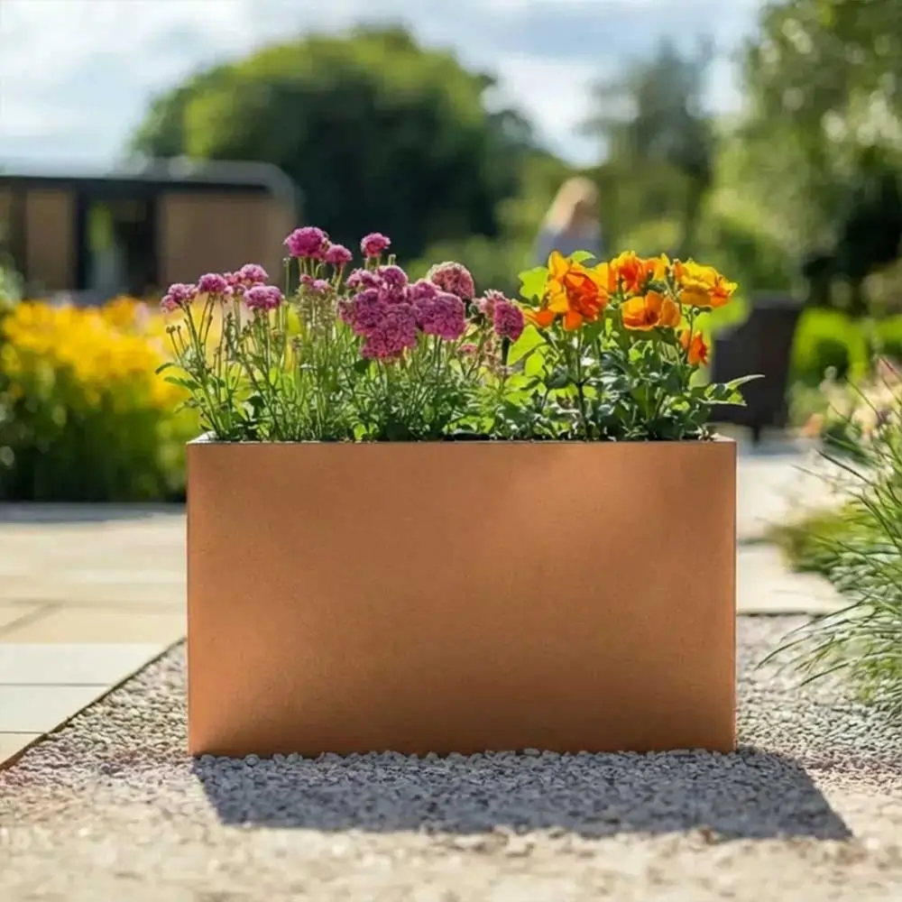 Long Zinc Galvanised Tall Trough Planter | 80cm x 25cm x 60cm | Copper
