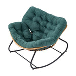 Elegant Rattan Rocking Chair With Cushioned Seat – Stylish And Comfortable Relaxation | Dark Green