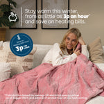 Electric Heated Fleece Over Blanket With Adjustable Digital Control & Safety Timer | Blush Pink