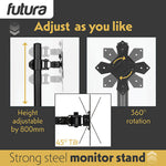 Futura Futura Dual Vertical Monitor Stand 13 To 32 Inch Height Adjustable Clamp Mount Supports 8kg Each