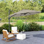 3x3m Cantilever Parasol W/ 360° Crank Handle Tilt | Light Grey