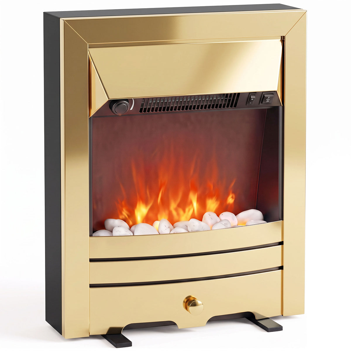 Electric Fireplace Stove Freestanding/inset, 1000w/2000w | Gold