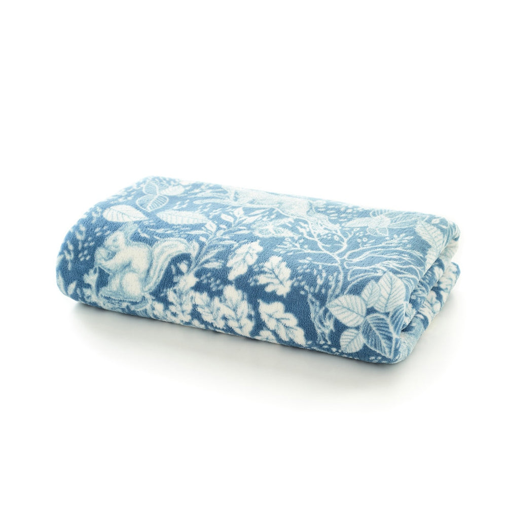 Winter Forest Woodland Fleece Throw – 140x180cm – Cosy  Animal Print Blanket | 140cm x 180cm | Ocean