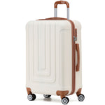 Large 30" Hard Shell Check In Suitcase 8 Spinner Wheels Hold Luggage | Large | Cream