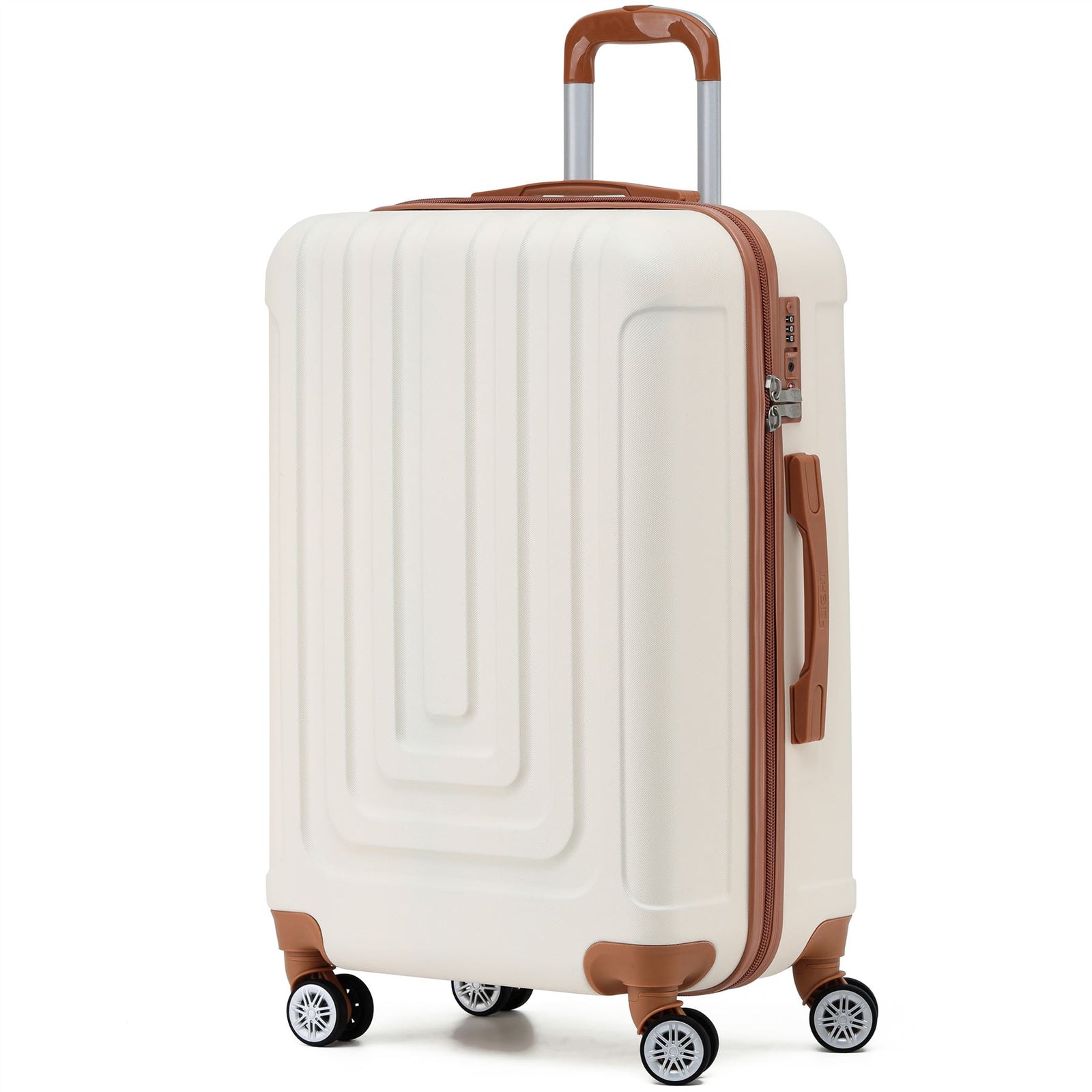 Large 30" Hard Shell Check In Suitcase 8 Spinner Wheels Hold Luggage | Large | Cream