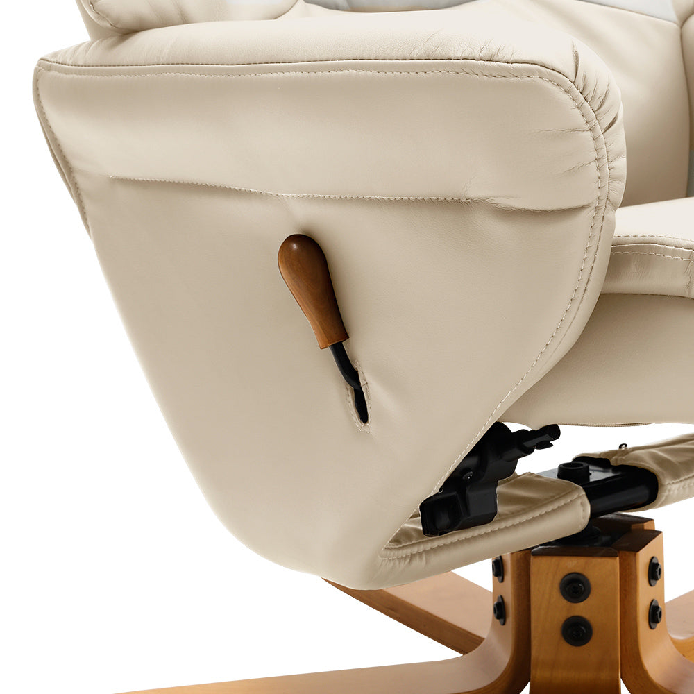 Swivel Faux Leather Lounge Recliner With Footstool