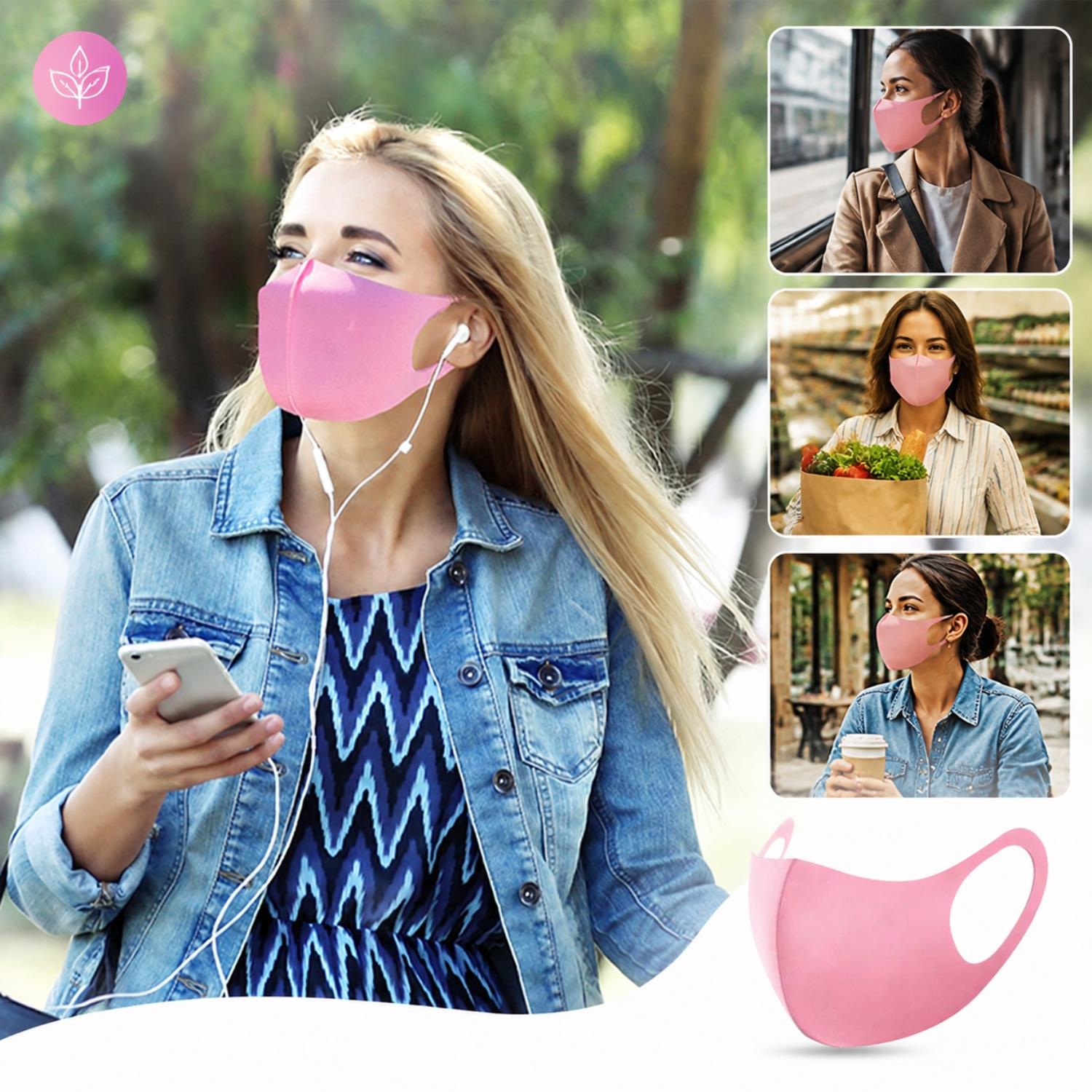 Aquarius Pink Face Mask Reusable Washable Breathable Adult Mask Protection Cover