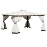3x3m/4x4m Gazebo With Curtains Double Roof Outdoor Canopy Shelter For Garden, Patio, Or Backyard | Large | Beige
