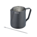 Stainless Steel Milk Steaming Jug With Latte Art Pen | 350ml | Black