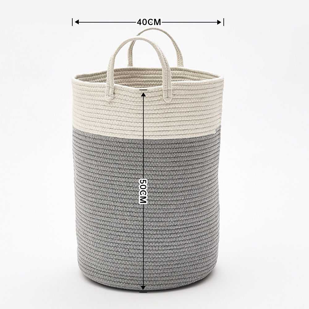 Woven Basket Baby Kids Toys Storage Clothes Hamper Laundry Basket | Grey