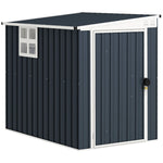 4 X 6ft Outdoor Garden Storage Shed With Window, Dark Grey