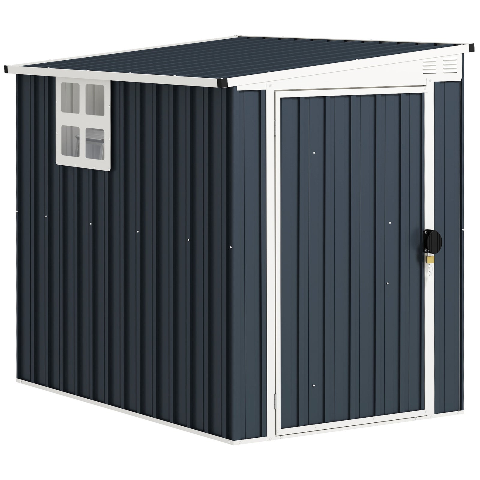 4 X 6ft Outdoor Garden Storage Shed With Window, Dark Grey