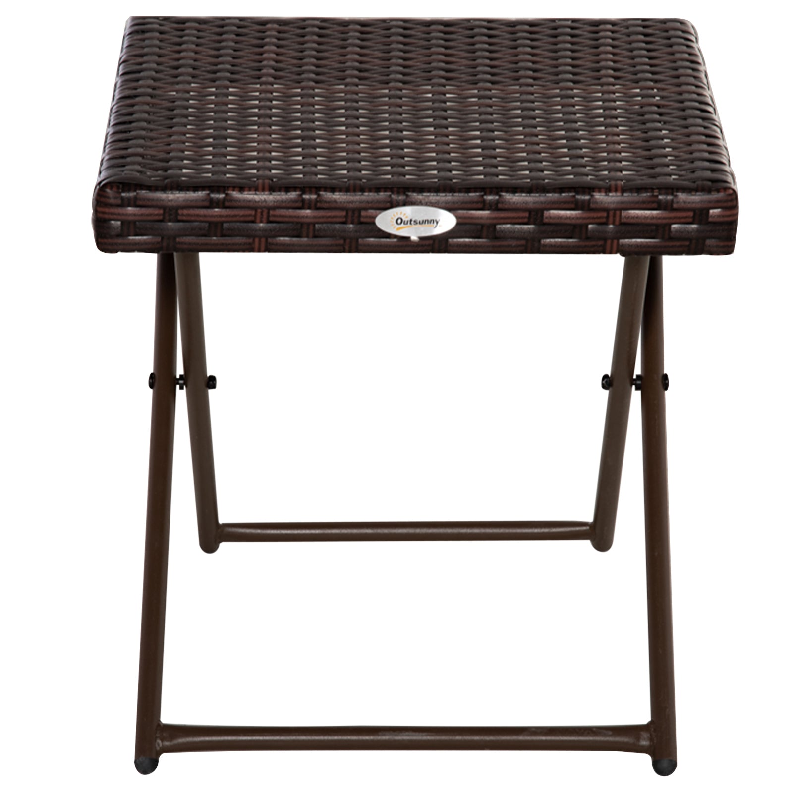 Folding Rattan Coffee Table W/ Steel Frame Bistro Garden | Brown