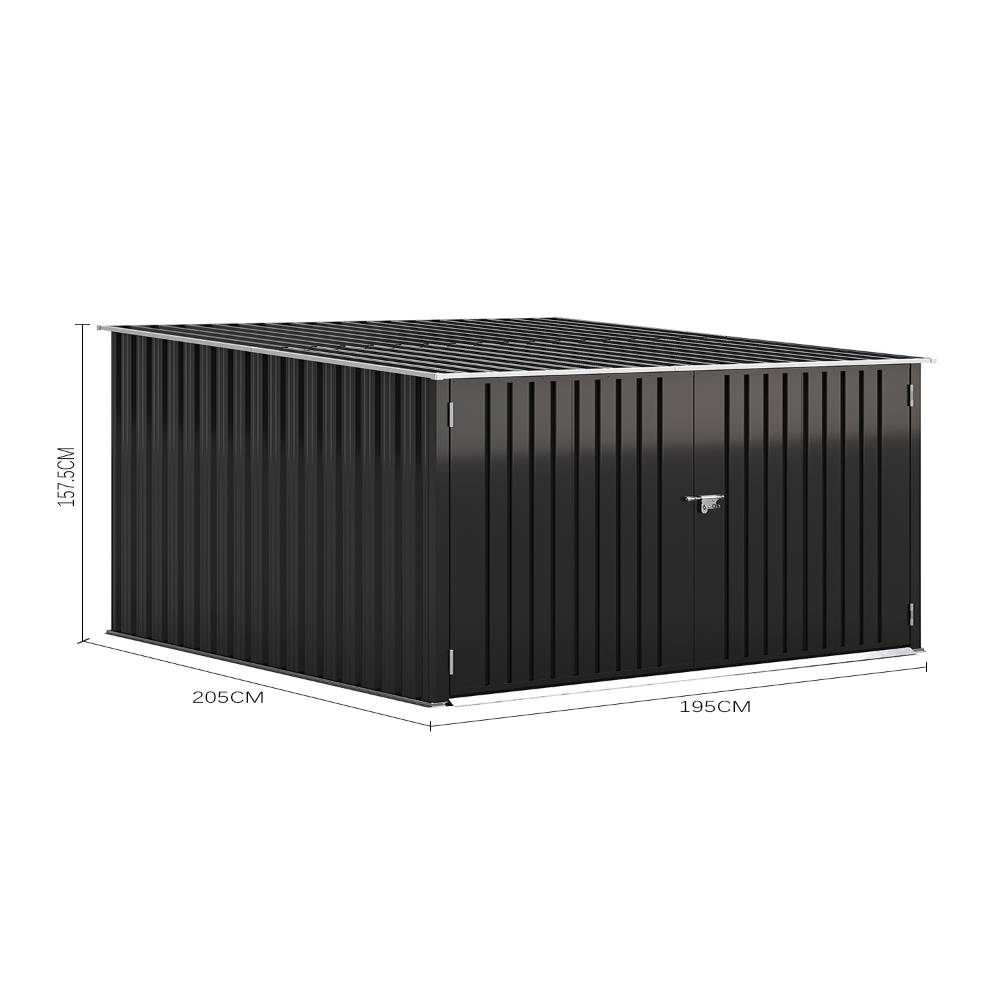 4 Bike Storage Shed Outdoor Lockable Bicycle Storage House Metal Garden Bike Shed with  Racks & Sloped Roof