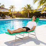 Sun Lounger Foldable Reclining Chair With Headrest | Dark Green
