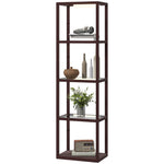 Led Floor Lamp With Glass Shelves, Dimmable Room Lamp | Dark Brown