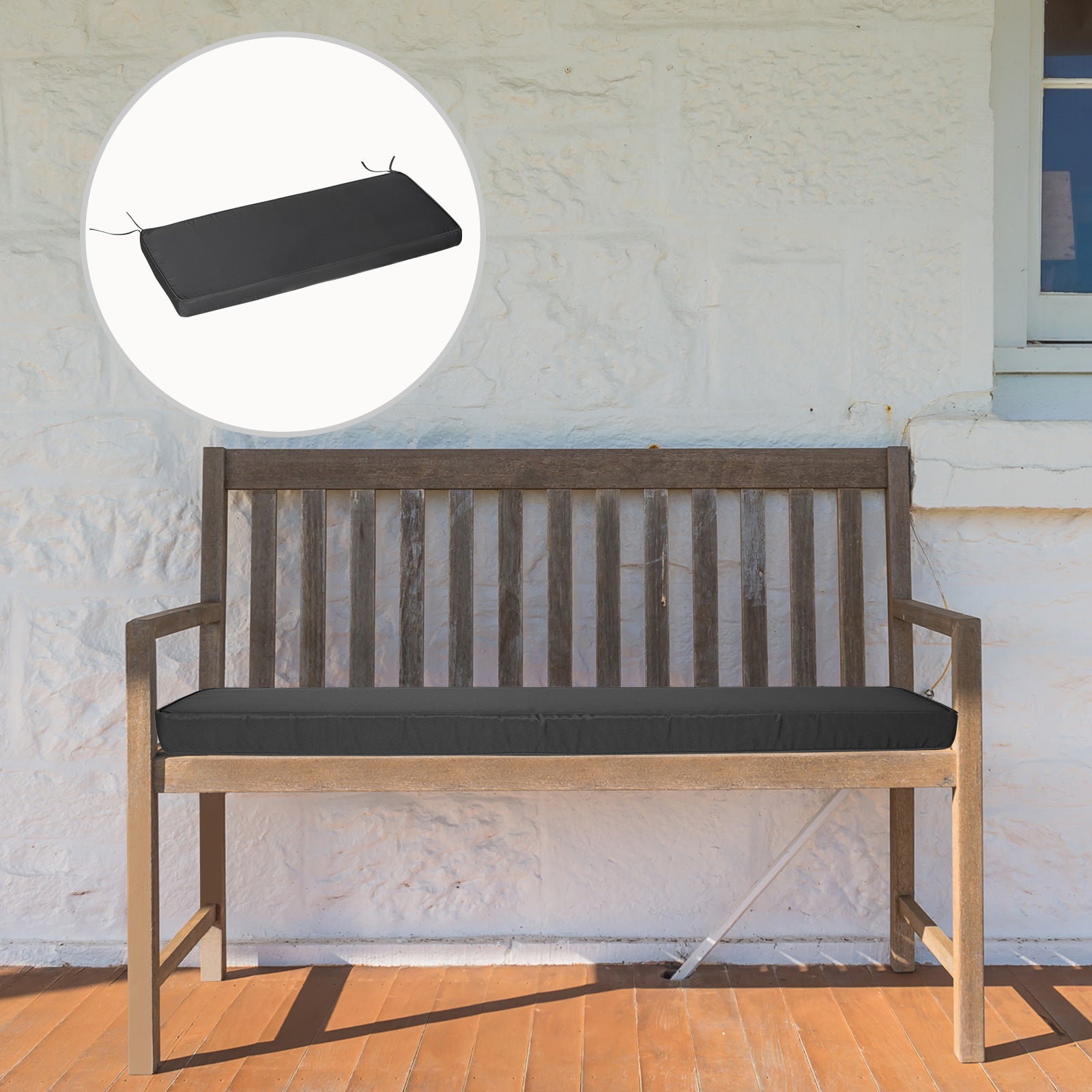 Garden Bench Cushion 2 Seater Seat Pad Indoorand Outdoor Use | Gray