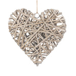 Wicker Full Antique Wash Heart | Large | Gray