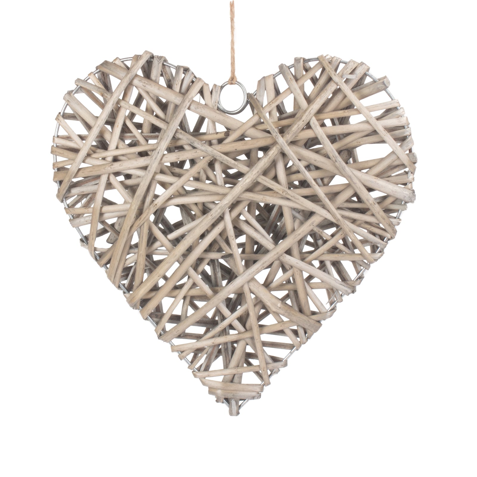 Wicker Full Antique Wash Heart | Large | Gray