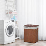 2 Section Collapsible Laundry Hamper Lid Removable Lining | One Size | Brown