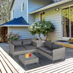 4 Pcs Rattan Sofa Set W/ Storage Box Outdoor