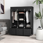 HOMCOM Portable Fabric Wardrobe With 5 Shelves And 3 Fabric Drawers, Black
