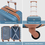 Set Of 3 Hard Shell Suitcase Cabin & Check In Cases With Tsa Lock - Overhead Cabin With Medium & Large Check-in Bag | Set of 3 | Blue