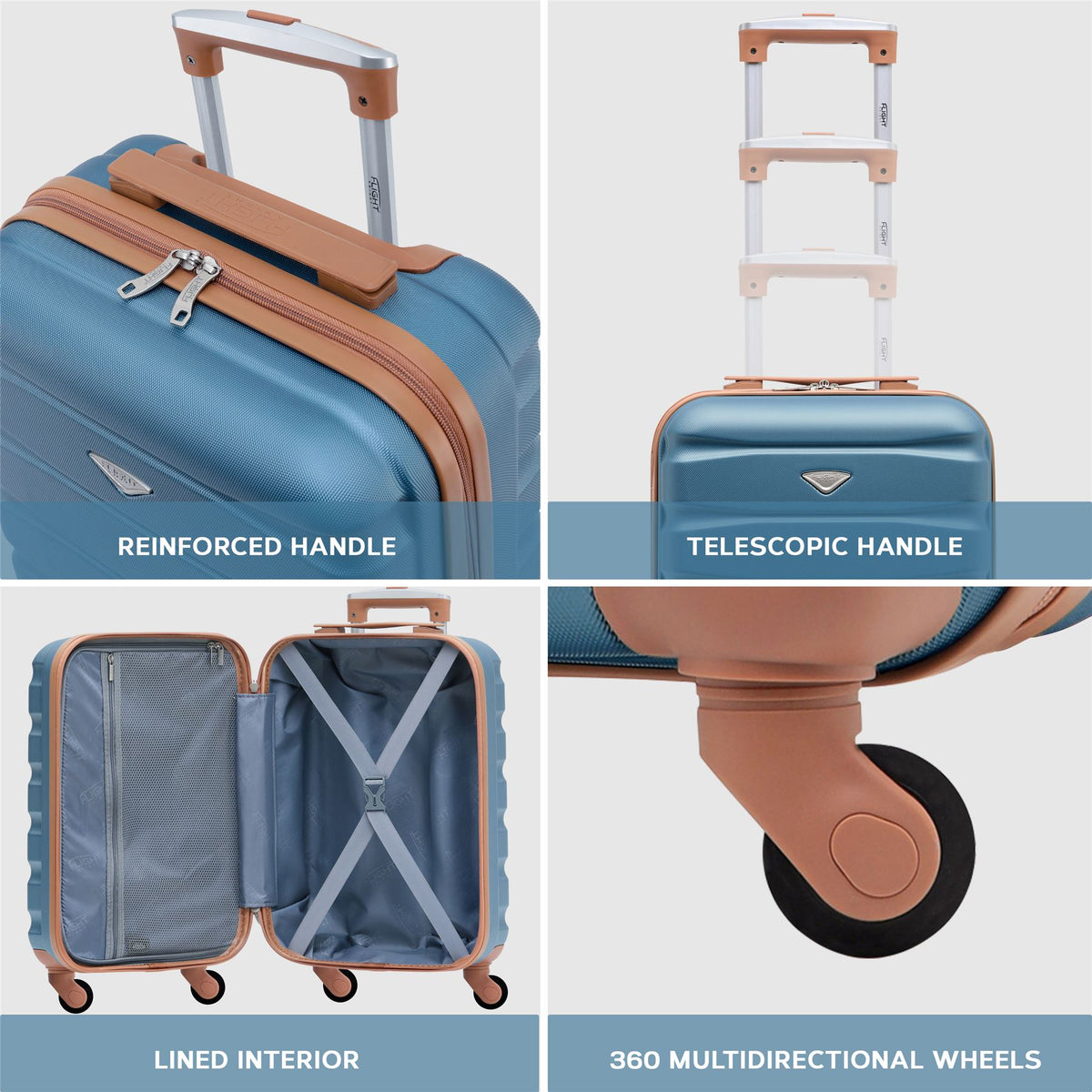 Set Of 3 Hard Shell Suitcase Cabin & Check In Cases With Tsa Lock - Overhead Cabin With Medium & Large Check-in Bag | Set of 3 | Blue
