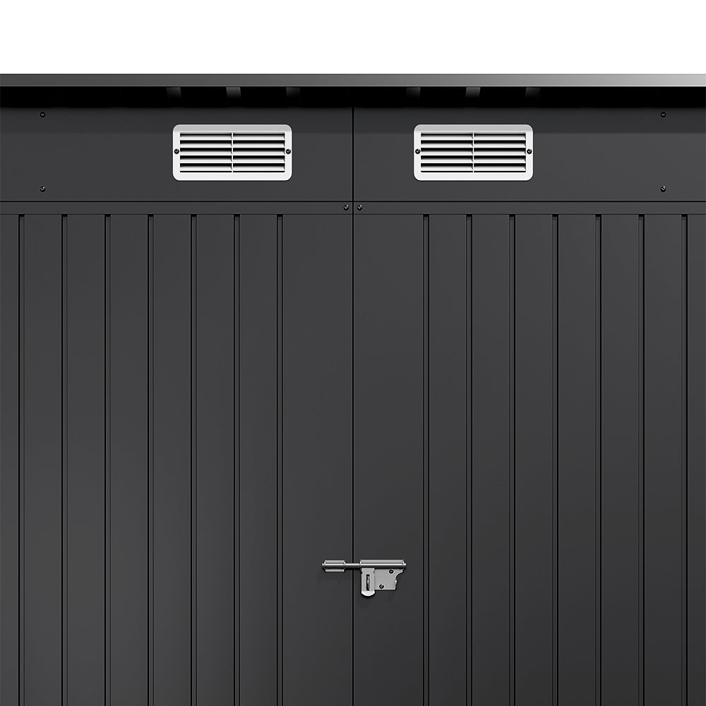 4x8ft Outdoor Storage Shed – Galvanized Steel Garden Shed Lockable With Double Doors & 2 Vents