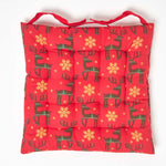 Christmas Seat Pad With Straps 100% Cotton 40 x 40cm | 40cm x 40cm | Red