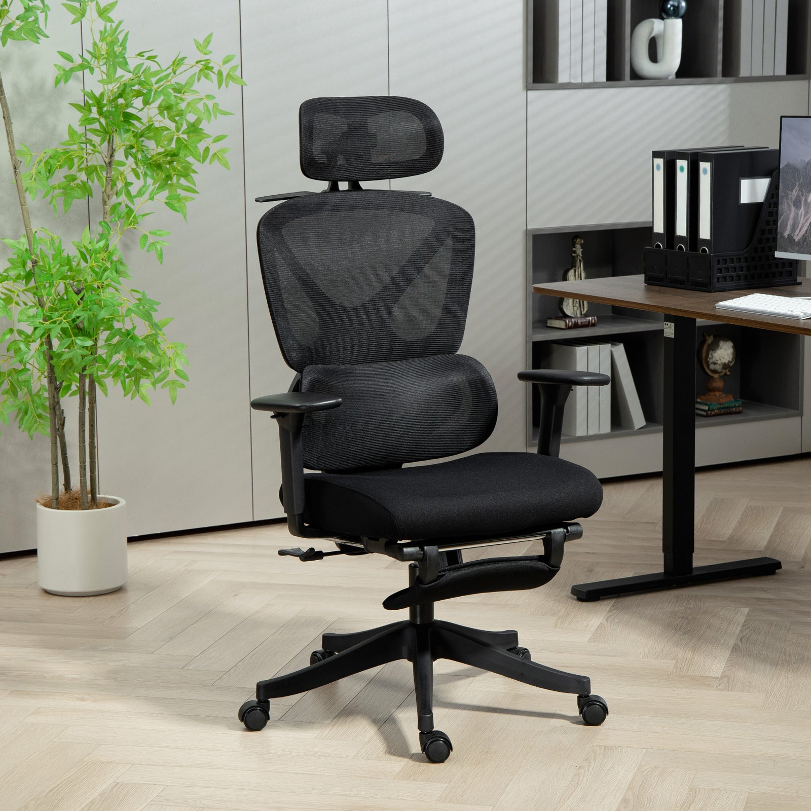 Ergonomic Office Chair Recliner Computer Chair With Footrest | Black