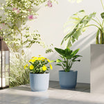 Round Plant Pots Outdoor 22cm For Garden Decoration | Set of 2 | Blue