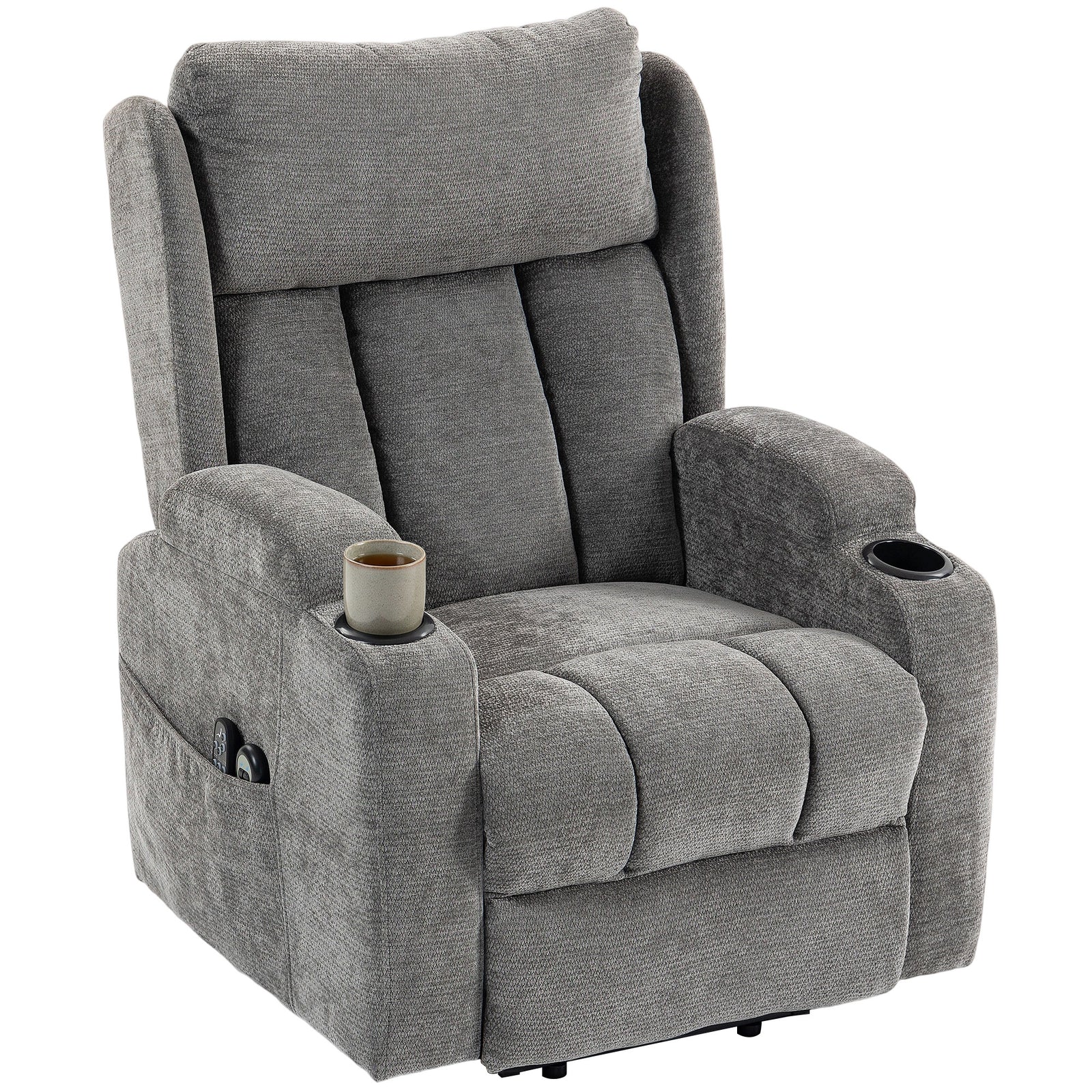 Power Recliner Chair W/ Massage And Heat, Electric Lift Chair | Grey