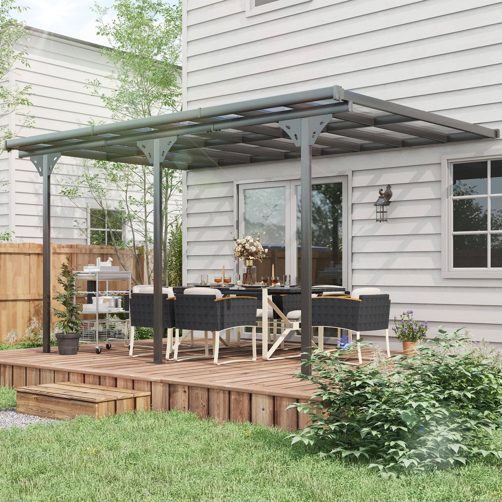 Outdoor Patio Gazebo Pergola, Aluminum Post, 4.35 X 3 M Roof